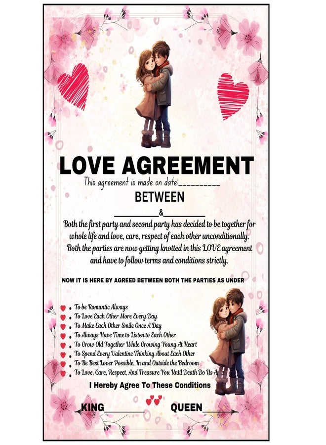 Toplen Love Agreement Certificate | A4 Size Premium Glossy Paper | Romantic Gift for Couples | Valentine’s Day, Wedding & Anniversary Special Keepsake - Image 1